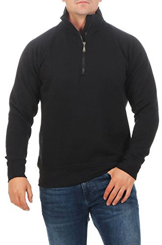 Happy Clothing Herren Troyer Schwarz Größe 4XL - Klassischer Herren Pullover mit Reißverschluss und Stehkragen - Warmes Fleece Sweatshirt 300g/m² - Regular Fit Langarmshirt - Größen S bis 5XL