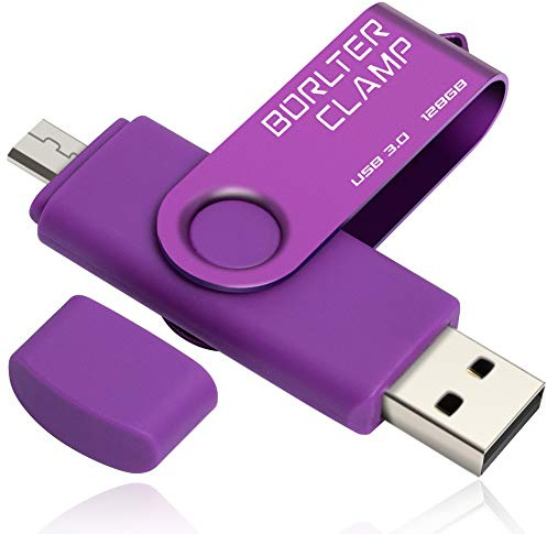 128GB Memoria USB, Unidad Flash USB de Puerto Doble (USB 3.0 y Puerto Micro USB), OTG Memory Stick Pendrive para Smartphones, Tabletas y Computadoras (Morado)