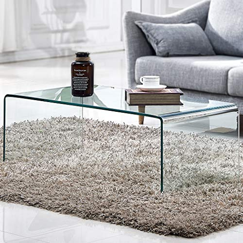 Premium Tempered Glass Coffee Table,Small Modern Clear Coffee Table for Living Room,Match Well with Rug (39.4x19.7x13.8)