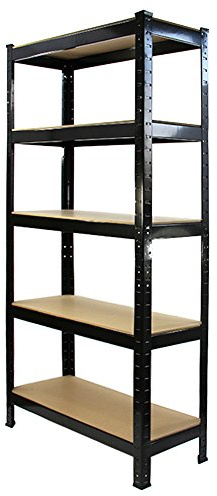 75cm Wide Racking Garage Storage Shelving Heavy Duty 5 Tier Shelf Unit 75cm x 30cm x 150cm Blue/Black (1, Black)
