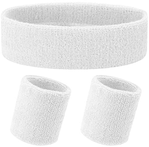 Yolev Striped Sweatband Set Sports Headband Wristband Set(1 Headband and 2 Wristbands) Sweatbands for Athletic Men and Women