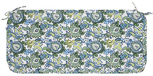 Magpie Fabrics Patio Bench Cushion Cover 45x18x3 Inch, NO Insert! Water Resistant UV Protection Outdoor Swing Loveseat Replacement Cover with Zipper, (Botanical Blue Green)