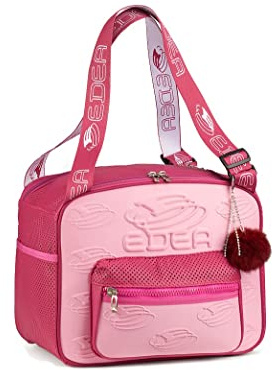 Edea Würfeltasche für Schlittschuhe, Fuxia-Farbe, Kombination aus weichem und geprägtem Hartpolyester, mehrere Taschen, Nietenboden, verstellbare Griffe