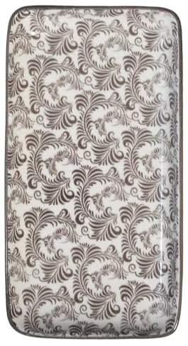 Chic Antique Assiette de service avec motif Arés Porcelaine – Assiettes rectangulaires pour sushi, dessert, snack, apéritif Micro-ondes et lave-vaisselle – 20,5 x 11 cm Moka