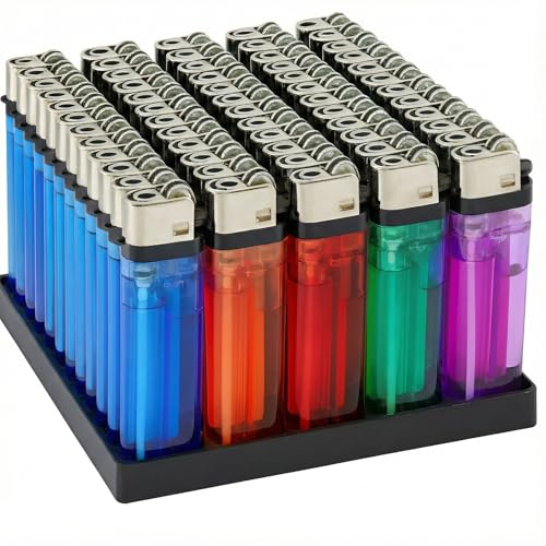 EPISENT Multipurpose Disposable Lighters – Adjustable Flame, Child-Safe Design, Multicolour, Refillable, Bulk Pack of 25 – Portable Gas Lighters for BBQ, Camping, and Everyday Use