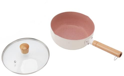 DAUZ Olla Pequeña Antiadherente para Salsa, Olla Antiadherente Ligera, Utensilios de Cocina, de Madera Blanca, Ahorro de Energía para el Hogar, Apartamento, Dormitorio (18 cm)