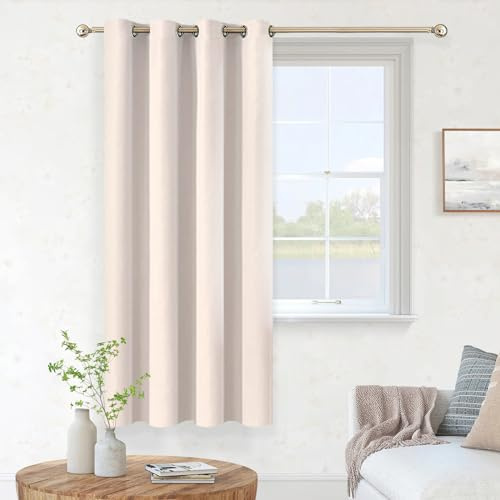 MRTREES Tende Corte Coprenti per Finestre Cucina Interni Tenda Beige Oscurante con Occhielli Tende Camera da Letto Termiche Isolanti per Il Freddo Soggiorno Moderne, 140x160 CM, 1 Pannello