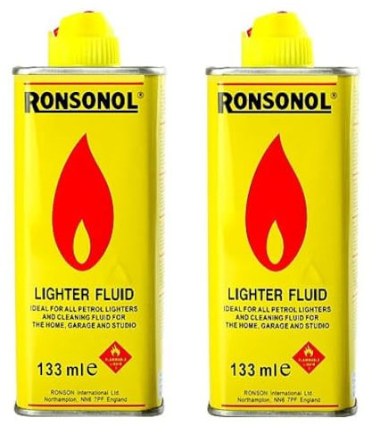 ezkart Pack of 2 - Ronsonol Lighter Fluid Fuel with Low Odour, Lighter Fluid, Works with Multiple Refillable Lighters, Fast Ignition, Clean Burning Fuel - 133ml (Pack of 2)