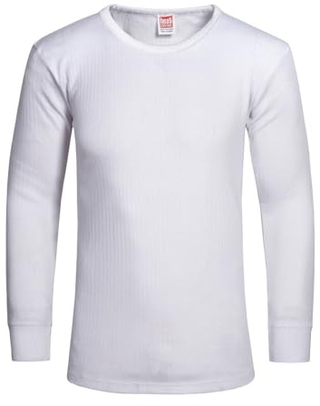 ITRAT® Mens Thermal Underwear Vests Long Sleeve Tops, Thermal T-Shirt Warm Underlayer Winter Thermals Base Layer Clothing Men Vest Top Size S-XXL (XL White)