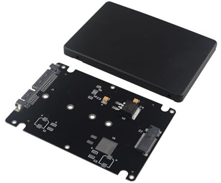 HALJIA M.2 NGFF SSD to 2.5 inch SATA Adapter Card 7mm Thickness Enclosure Solid State Drive Converter Case B M Key Socket 2 SATA Based 3.0 Card for Laptop Desktop Fast Black