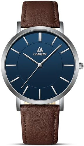 LN LENQIN Uhren Herren Herren Uhr 30M wasserdichte Armbanduhr Analog Quarzuhr Mode Casual Designer Uhr für Männer Lederband