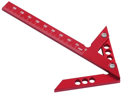 Mittenfinder, mittmätare linjetära 100 mm 45° 90° centrumsökare, snickarvinkel, linjal av aluminiumlegering, för trämätning cylindrisk centrering vinkelmarkering