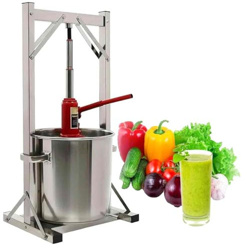 JXCCA Pressoir Huile Dolive, Pressoir A Fruit, avec Valve, Presse-vin de Fruits, Vérin Hydraulique, Colonne de Pression 304 et Corps Extérieur 201, Amovible et Nettoyable, 12 L/ 3.17 Gallons