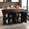 Kücheninsel Küchenschrank mit arbeitsplatte mit Klappbarer Tischplatte, 120x46(70) x91 cm, mit Rollen und austauschbaren Holzbeinen, Kitchen Island Freistehend, für Küche und Esszimmer (Schwarz)