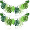 2 Stück Dschungel Deko Eburtstag,Hawaii Party Deko,Tropische Blätter Girlande Wiederverwendbare Dschungel Geburtstag Dekoration,Papier Safari Gartenparty Sommerparty Geburtstagsdeko für Sommer(Grün)