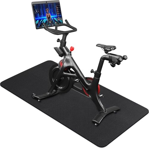 TOBWOLF Double-sided Non-slip Exercise Bike Mat, Heavy Duty 160 x 75 cm Treadmill Mat Floor Protector, Foldable Fitness Walking Pad Mat for Home Gym, Carpet, Compatible for Peloton Bike Mat