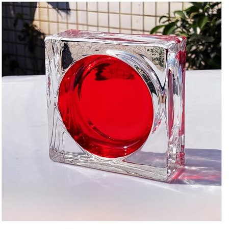 ZBORAVPIX Blocco di Vetro Rettangolare Trasparente ad Alta t Mattoni di Vetro di Cristallo Multicolore Confezione da 2 5,9x5,9x2,3 Pollici(Red)