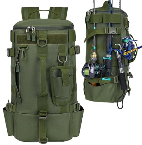 Krmoau Sac À Dos De Pêche - Sac De Pêche - Sac Étanche de Rangement pour Appâts Randonnée Moto Voyage Kayak Pique-Nique Camping