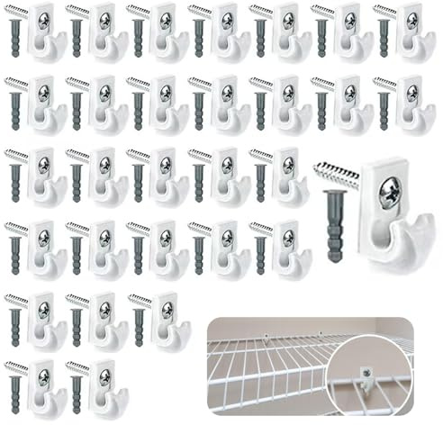 30 Pack Wire Shelf Wall Clips with Screws and Anchors – Plastic Mounting Brackets for Closet Wire Shelving, Wall Support Clips for Storage Rack Installation