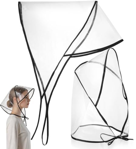 SAFIGLE Lot De 2 Chapeaux De Pluie Femme Imperméables Transparents avec Visière Bonnet De Pluie en Plastique pour Protection des Cheveux Usage Quotidien Et Voyages