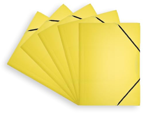 Conipa® 5 x Gummizugmappe Gelb DIN A4 aus PP-Kunststoff (Plastik) - Mappe & Hefter mit Gummizug Schule & Büro (langlebig) - Eckspanner-Mappen & Hausaufgaben-Mappen Kinder (PVC-frei) mit Innenklappen