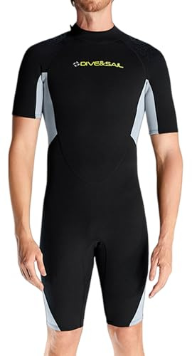 Muta da uomo termica in neoprene shorty tuta primaverile 1,5 mm posteriore zip muta per snorkeling acqua fredda