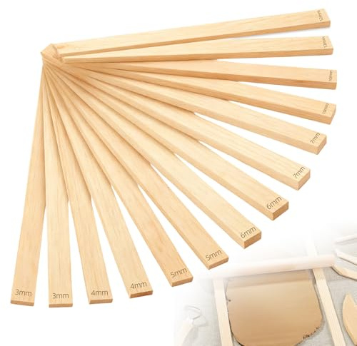 14 PCS Pottery Clay Rolling Guide Sticks, 7 Sizes Clay Rolling Pin Wooden Rolling Pin Guides Pottery Tools Clay Tools for Clay Thickness