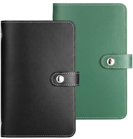 Money Saving Wallet, 2-Pack Cash Saving Binder for Financial Management, Money Saving Book with Visual Tracking, 100 Envelopes Saving Challenge Organisation, Black and Green Design