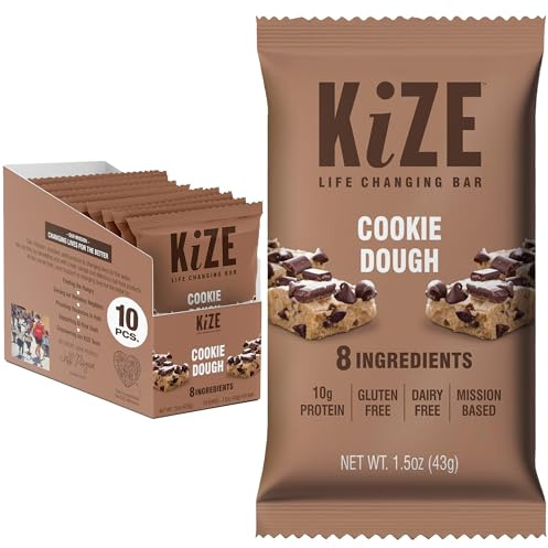Kize Cookie Dough Raw Energy Bar, Gluten Free And Non Gmo, 10 Pack
