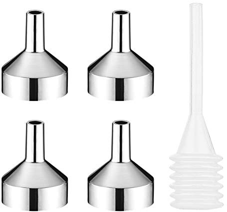 MYLL 4 Piezas Mini Embudo Pequeño de Metal con Pipeta | Embudos Pequeños/Embudo Perfume para Aceite, Muestras y Aceite Esencial (Dia. 18mm)