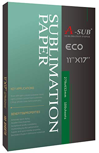 A-SUB Sublimation Paper 11x17 Inch for DIY Unique Christmas Gifts Compatible with Inkjet Printer which Match Sublimation Ink 100 Sheets