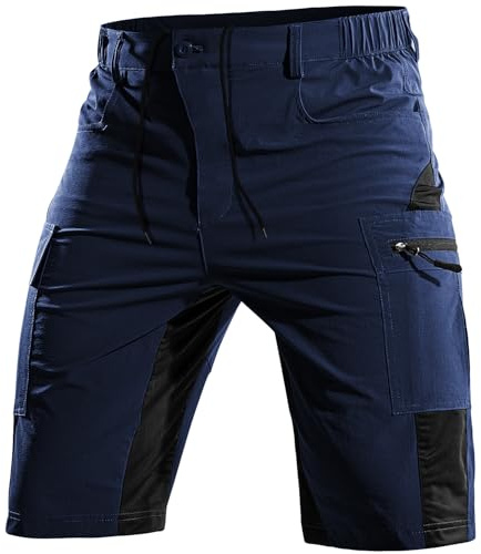 Cycorld korta byxor herr, vandringsbyxor MTB-byxor män kort andas snabbtorkande bermuda cargoshorts arbetsbyxor män korta cykelbyxor cykelbyxor mountainbike, marinblå, XL