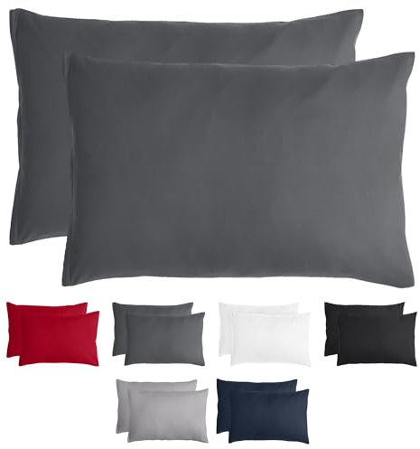 Komfortec Kissenbezug 40x60 2er Set - 100% Mikrofaser, Weich & Atmungsaktiv, mit Reißverschluss - Kopfkissenbezug - Waschbar & Pflegeleicht - Anthrazit