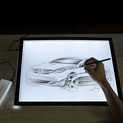 Dimmbarer Leuchttisch A3, Led Licht Pad A3, Leuchtplatte mit Einstellbare Helligkeit, Mit USB-Kabel 470 x 345 mm (A)