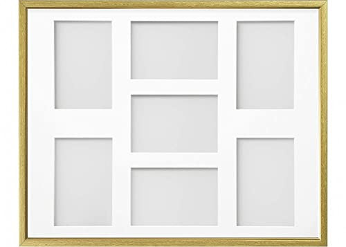Frame Company Drayton Multi Aperture Photo Frame, Gold with Gold Inset, 20x16 for 6x4 inch (x7)