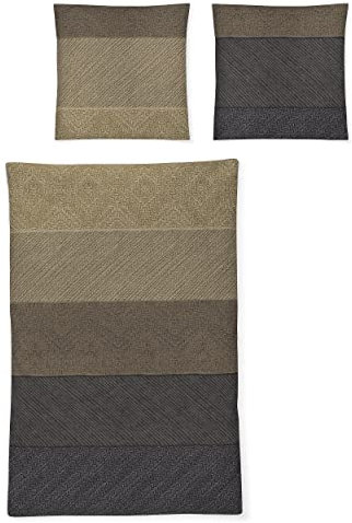 Irisette Bettwäsche Edel-Feinbiber braun-grau Größe 1x 135x200 cm + 1x 80x80 cm