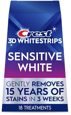 Crest 3D Whitestrips Sensitive White – Teeth Whitening Kit, 18 Treatments, Each with 1 Upper/1Lower, 36 Strips – Crest 3DWhite Teeth Whitening Strips