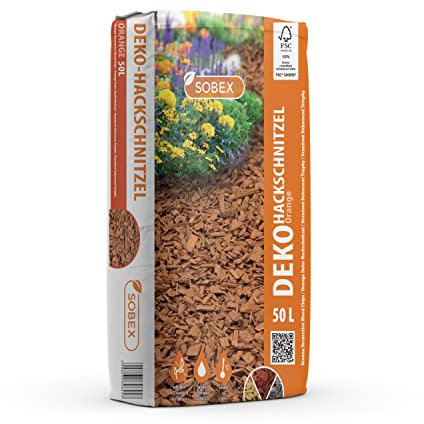 Sobex Hackschnitzel Pinienrinde Garten Mulch 50 l Grob Orange Dekorativer Bodenbelag