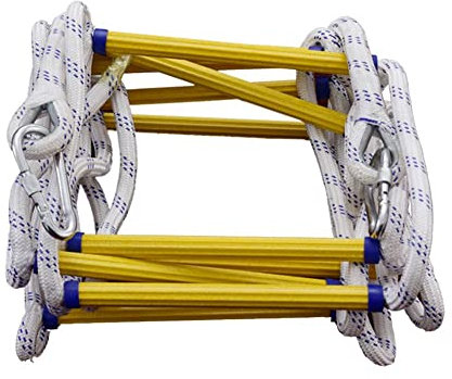 Cikiki 5M 16 FT Balcony Fire Escape Ladder With Hooks Carabins Portable For Adults Multi-use And Outdoor For Treehouse Work Kids