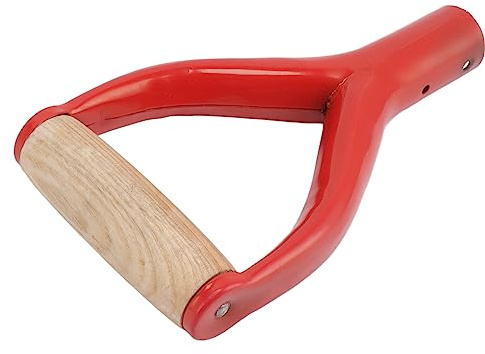 Srliya Wooden D Shaped Shovel Handle, Garden Shovel Handle Fork Grip Replacement, Replacement Grip For Garden Digging Raking Tools, Garden Farm Shovel Wooden Handle (Red)