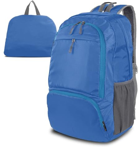 Dewellyoo Lätt vandringsryggsäck, vikbar utomhus camping vandring resor multifunktionell camping vandring ryggsäck resor klättring bergsbestigare utomhus sport dagväska för män kvinnor (ljusblå),