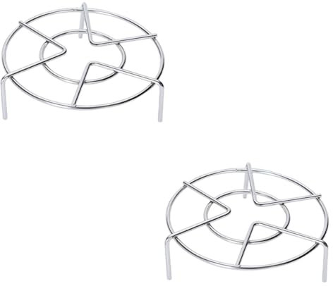 Amosfun 2pcs Egg Steamer Tray Pot Rack Stainless Steel Three Leg Steamer Rack Hook Dishes Bracket Kitchen Cooking Accessories