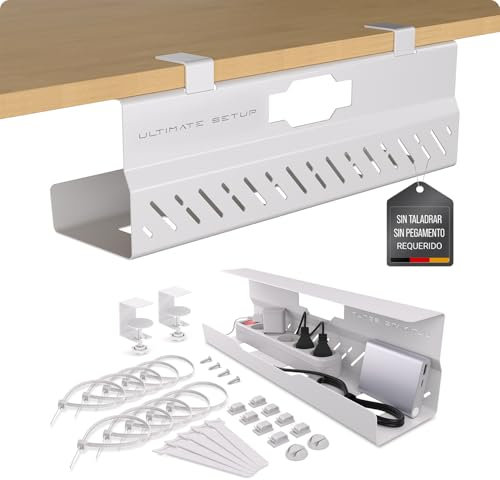 Premio canalina passacavi scrivania senza forare - Cable management scrivania - Organizer cavi scrivania - Porta cavi scrivania – Raccogli cavi scrivania (Bianco, 1er Set)