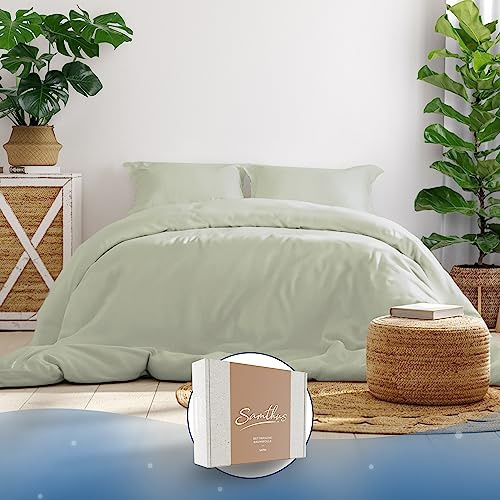 Samthus Bettwäsche 155x200 Baumwolle Satin - Oeko-Tex Made In Green - Himmlisch weicher Schlaf - Bettwäsche-Set mit 1x Bettbezug 155x200 + 1x Kissenbezug 80x80 - Duvet Cover - Pastellgrün