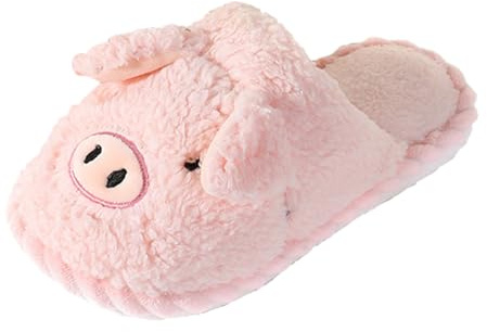 Dam gris plysch tofflor, söta djur inomhusskor, varm fleece fodrade hustofflor, halkfri mjuk sula vinter tofflor, mysiga sovrumsskor för kallt väder, bekväm och rolig design, Rosa, 40 EU