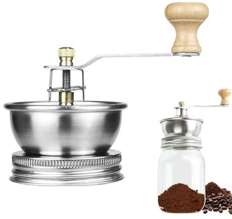 Moulin à café Mason Jar - Moulin à café manuel - En acier inoxydable - Avec couvercle - Avec poignée pour bocaux Mason à large ouverture
