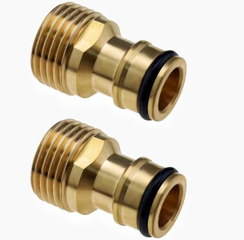 2 Pcs Brass Garden Hose Tap Connector,1/2 inch Brass Male Threaded Tap Connector for Hose Pipe,Copper 1/2 Hose Connector Male Watering Fittings for Threaded Faucet Adapter Quick Connector