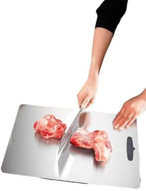 Titan Schneidebrett,Titanium Schneidebrett Reines Titan-Schneidebrett, Schneidebrett, Küche, geschnittenes Obst, Fleisch, Hacken, verdicktes Outdoor-Camping, tragbares Schneidebrett, doppelseitig(L)