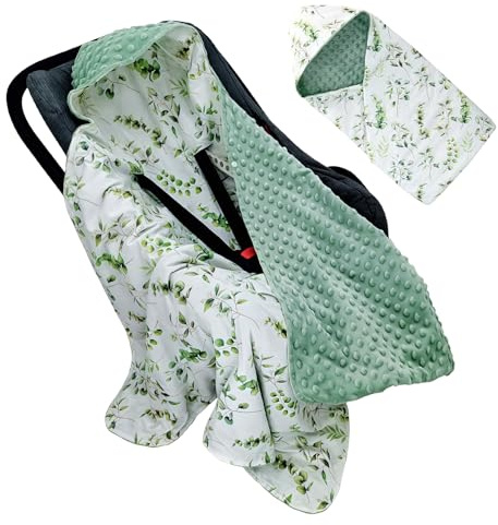 WIYETY Babyfilt för babystol, bomull vändbar filt, universell babyfilt dubbelsidig, för barnvagn buggy bilstol – grön, 90 x 90 cm