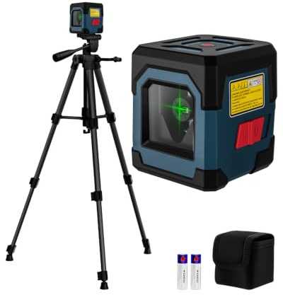 Laser Level with Upgraded 102cm Tripod,RockSeed Green Cross Line Level Horizontal and Vertical Line Self Levelling Laser Leveller with Manual/Self-Leveling Mode Carrying Pouch,Battery Included